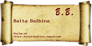 Balta Balbina névjegykártya